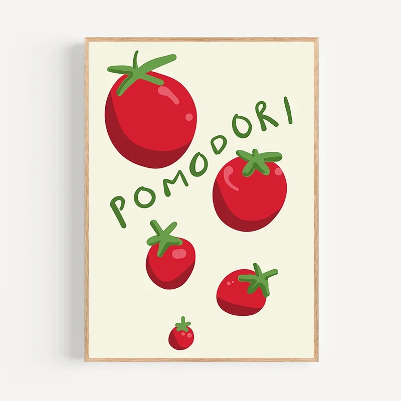 Eat Your Carrots Tomato Pasta Posters Canvas Printing Minimalist Lines Wall Art Picture for Modern Italian Kitchen Decor Gifts