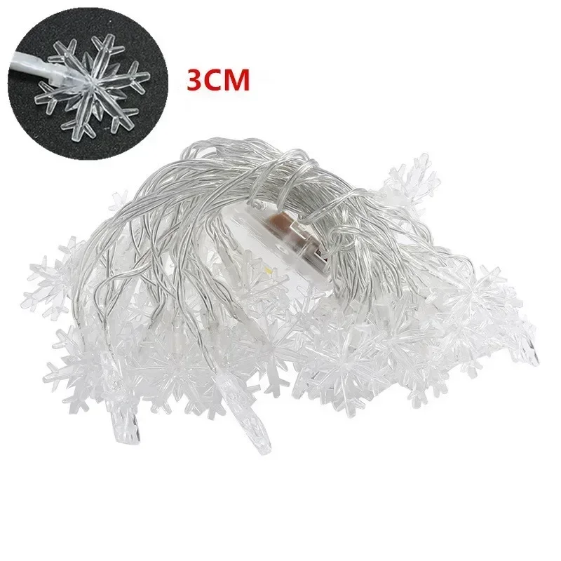 1pc LED Christmas Snowflake String Light Indoor & Outdoor Hanging Decorative Lighting Fairy Atmosphere Lamp For Garden Party