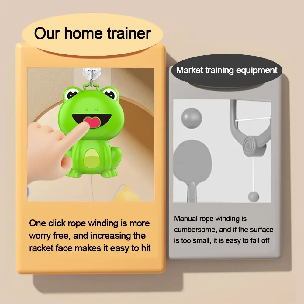 Wiszący trener tenisa stołowego dla dzieci, regulowany, do ćwiczeń wzroku, zestaw do tenisa stołowego, kreskówkowy, koordynacja oko-ręka