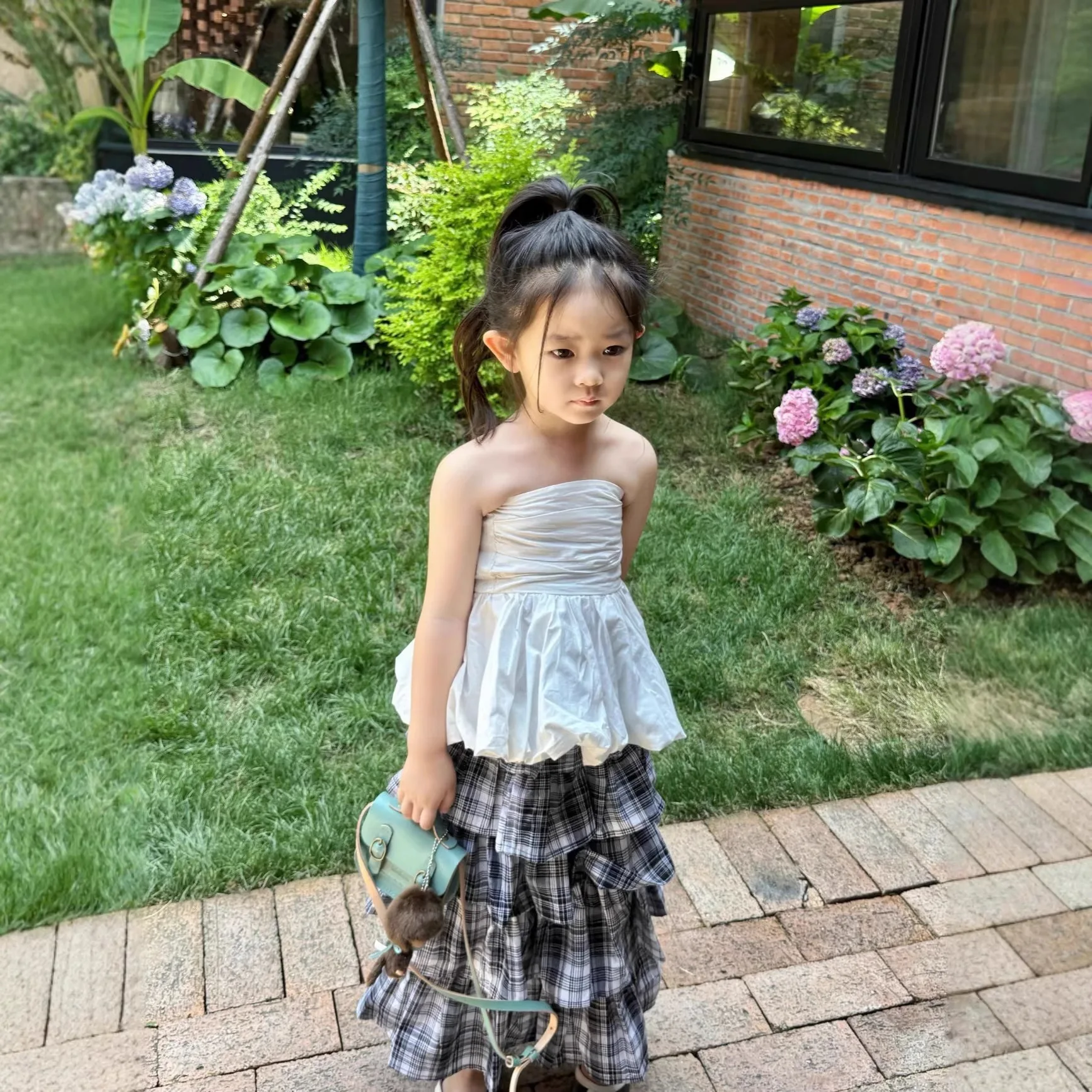 2026 Summer New Korean Version Children's Clothing for Girls Fashion Solid Color Kids All-match White Top Clothes