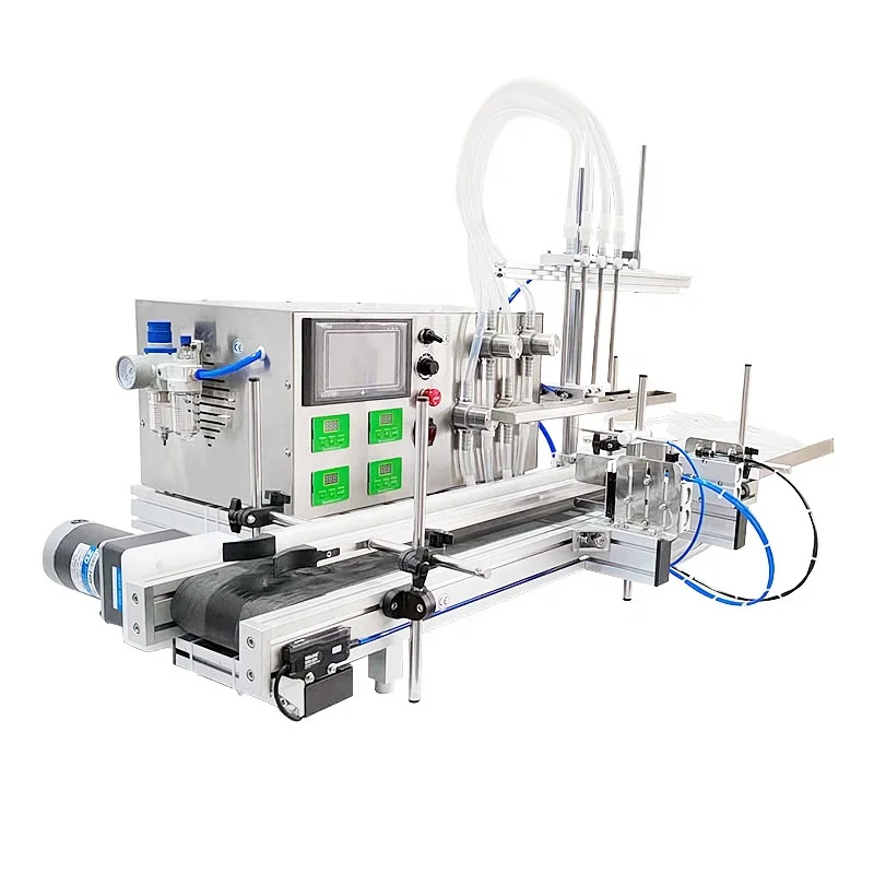 Four Heads Magnetic Pump PLC Controlled High Productivity 1 Liter Small Glass Bottle Filling Machine with Conveyor for Beverage