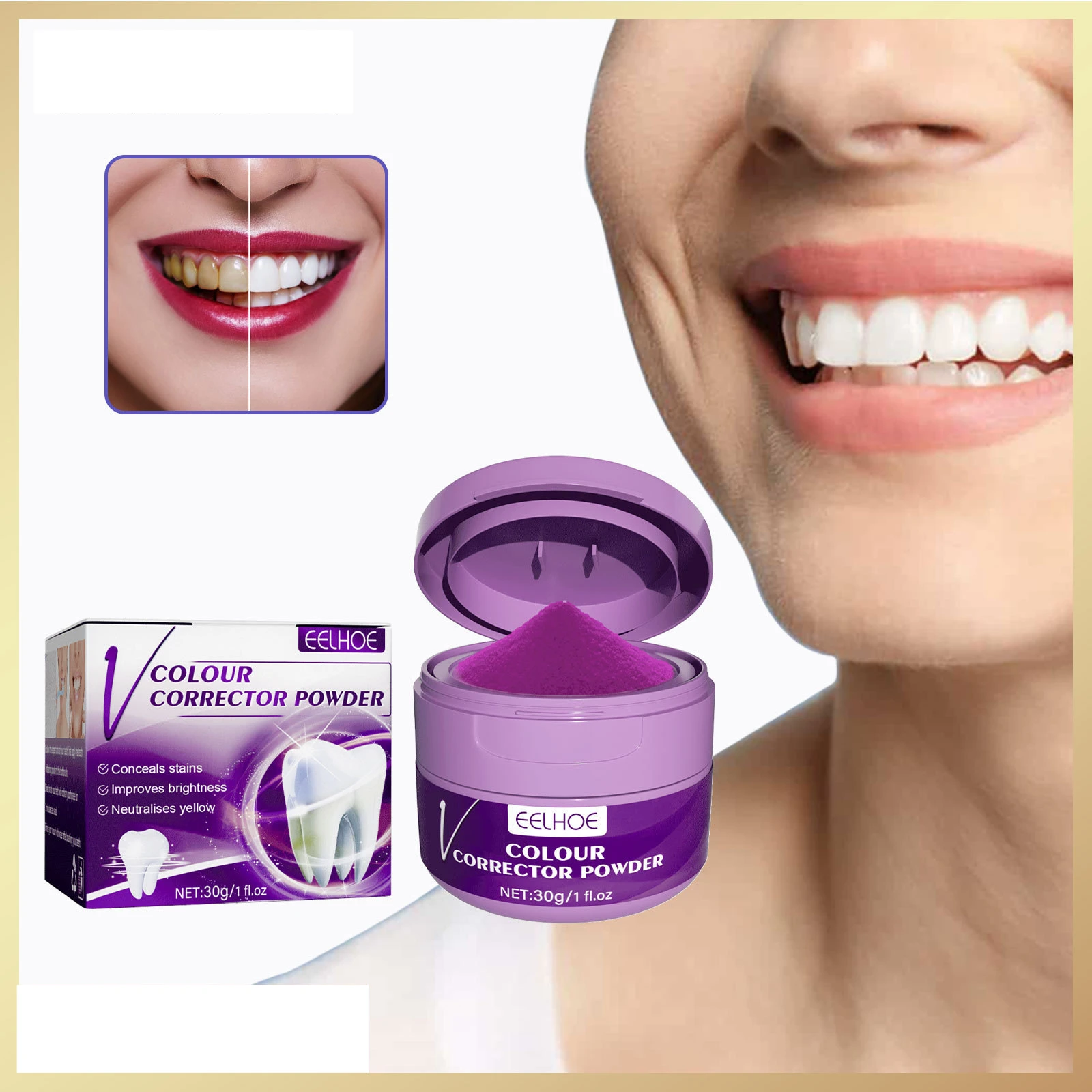 V34 Whitening Tooth Powder Tooth Yellowing Stains Cleaning Oral Hygiene Oral Cleaning Fresh Bright Whitening Dental Whitening