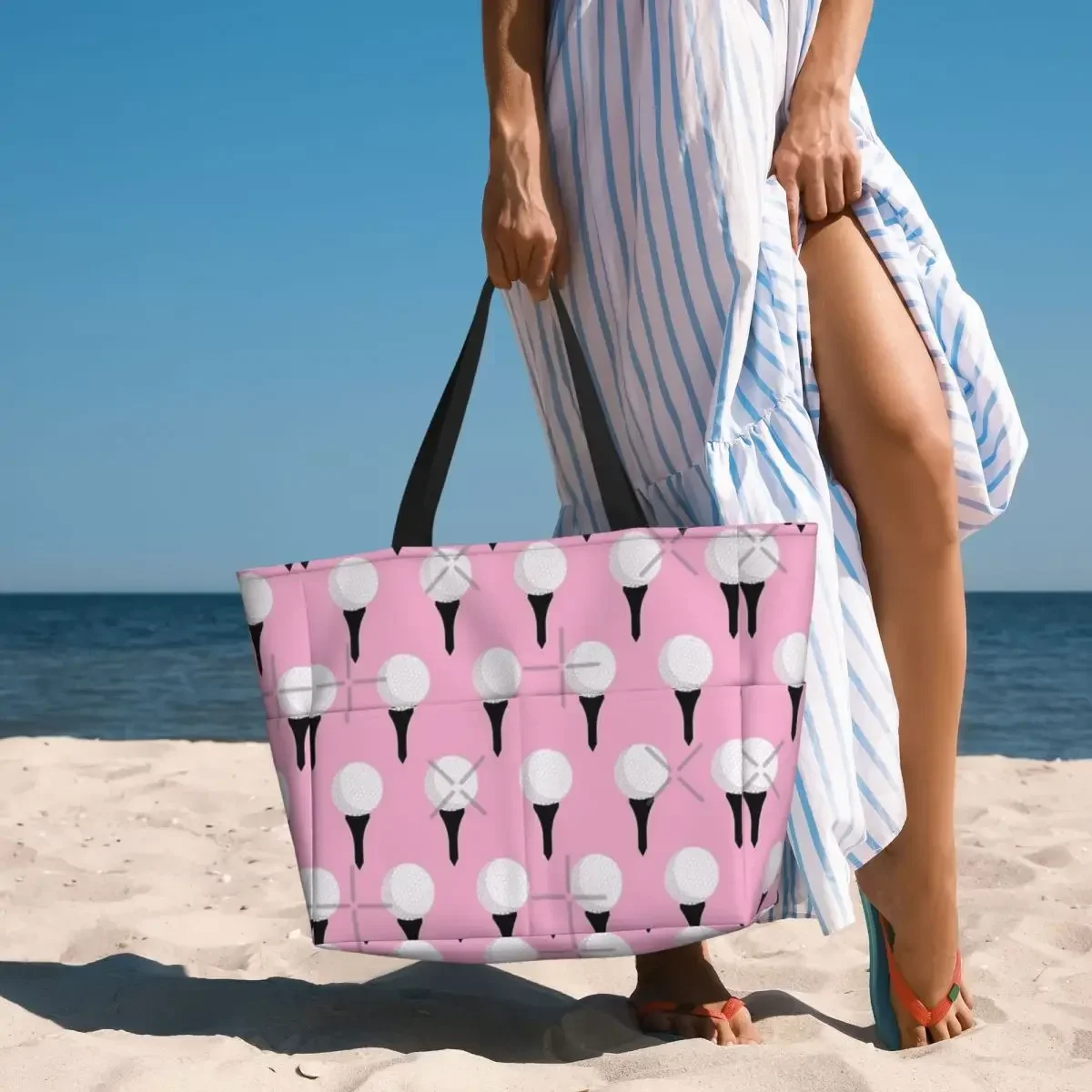 Bola e Tee Beach Travel Bag, Holiday Shopping Gift, presente de aniversário, Multi-Style Pattern Tote Bag