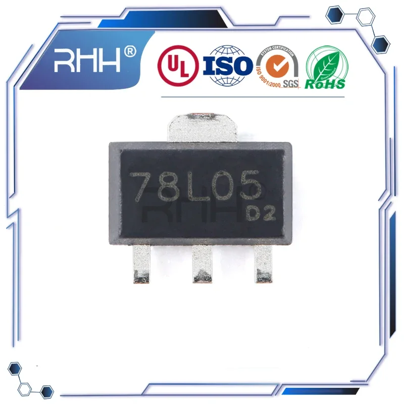 78L05 SOT-89 100mA  49dB 120Hz Three-terminal regulator IC Power management chip Three-terminal Positive Regulators