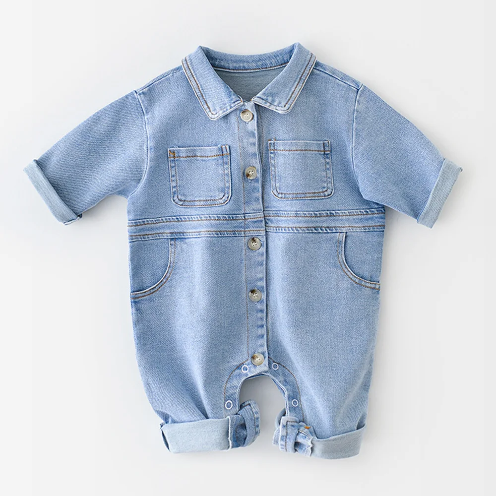 spring summer Denim Baby Boy Clothes cartoon print Infant Rompers Cotton Newborn Born Jumpsuit Clothing Kids Wear 3-24month