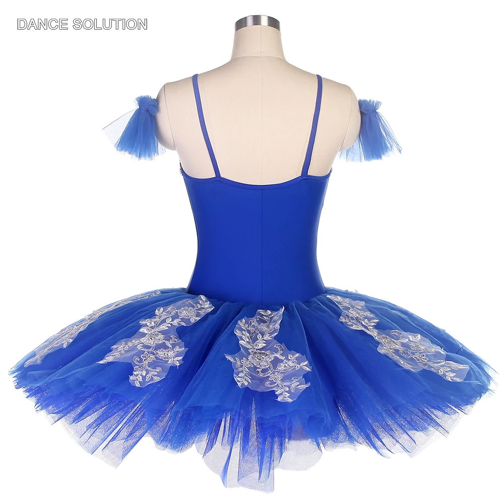 Royal Blue Ballet Tutu Dress with Silver Applique Layers of Tulle Skirt for Adult & Child Stage Performance Costumes BLL031