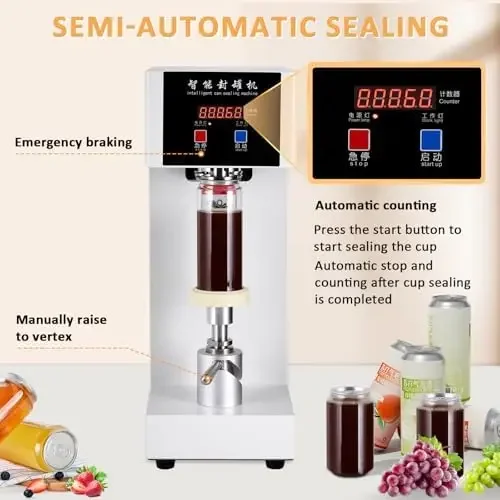 2026 180W Electric Smart Home Appliance Can Sealer Machine Counter LCD Display 2.2'' Dia 4.5''-6.7'' Height Adjustable Soda Home