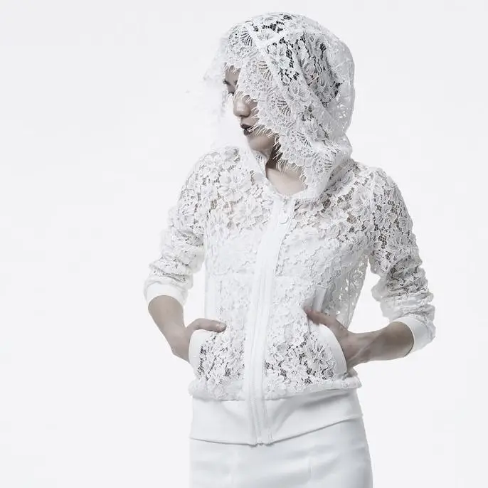 

Spring and Summer Lace Jacket Women's Hooded Fashion Short New Outfit Early Autumn Top Cardigan