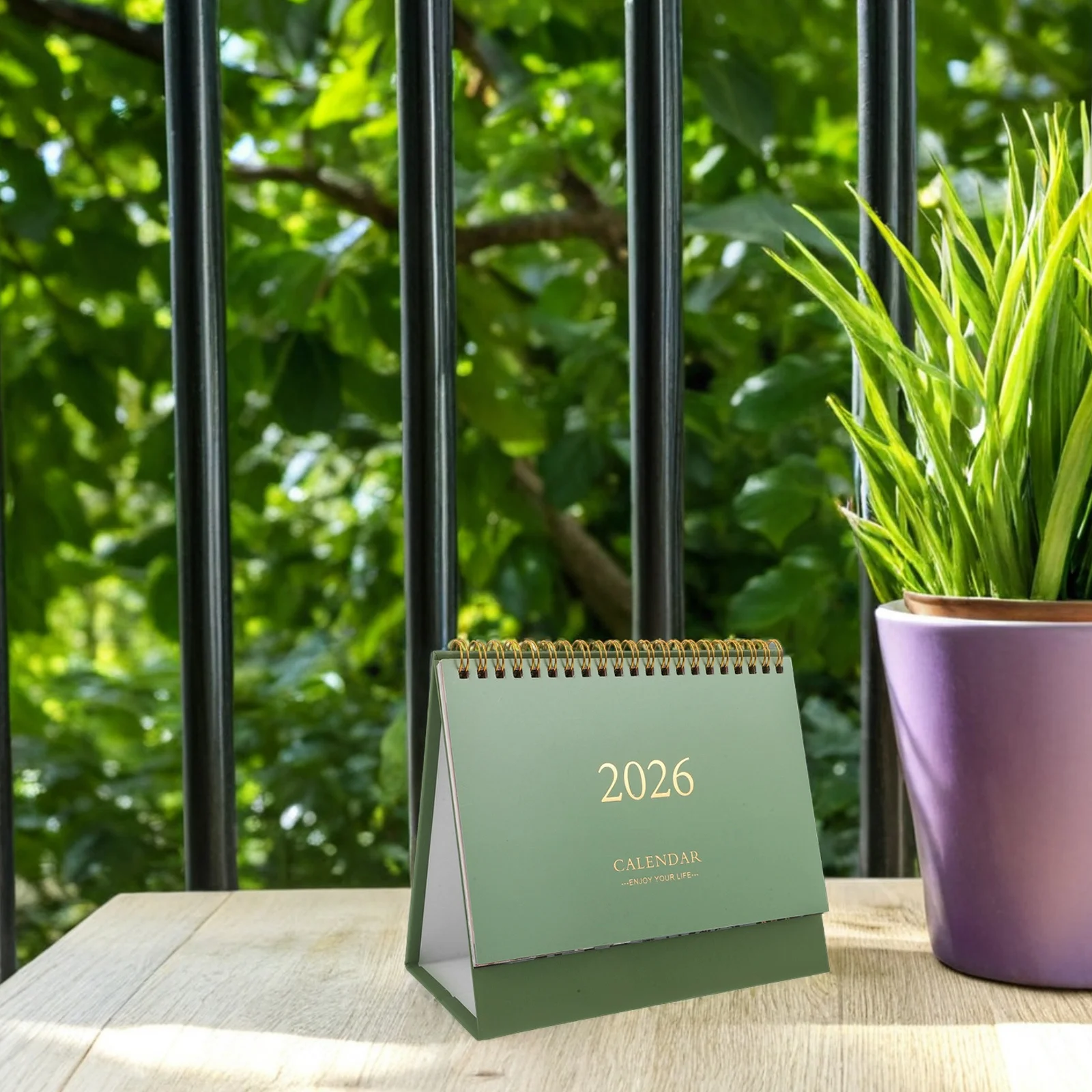 

2026 Minimalist Mini Desk Calendar Standing Flip Small Monthly Planner Thick Paper Office Home Decor Green Desktop Schedule
