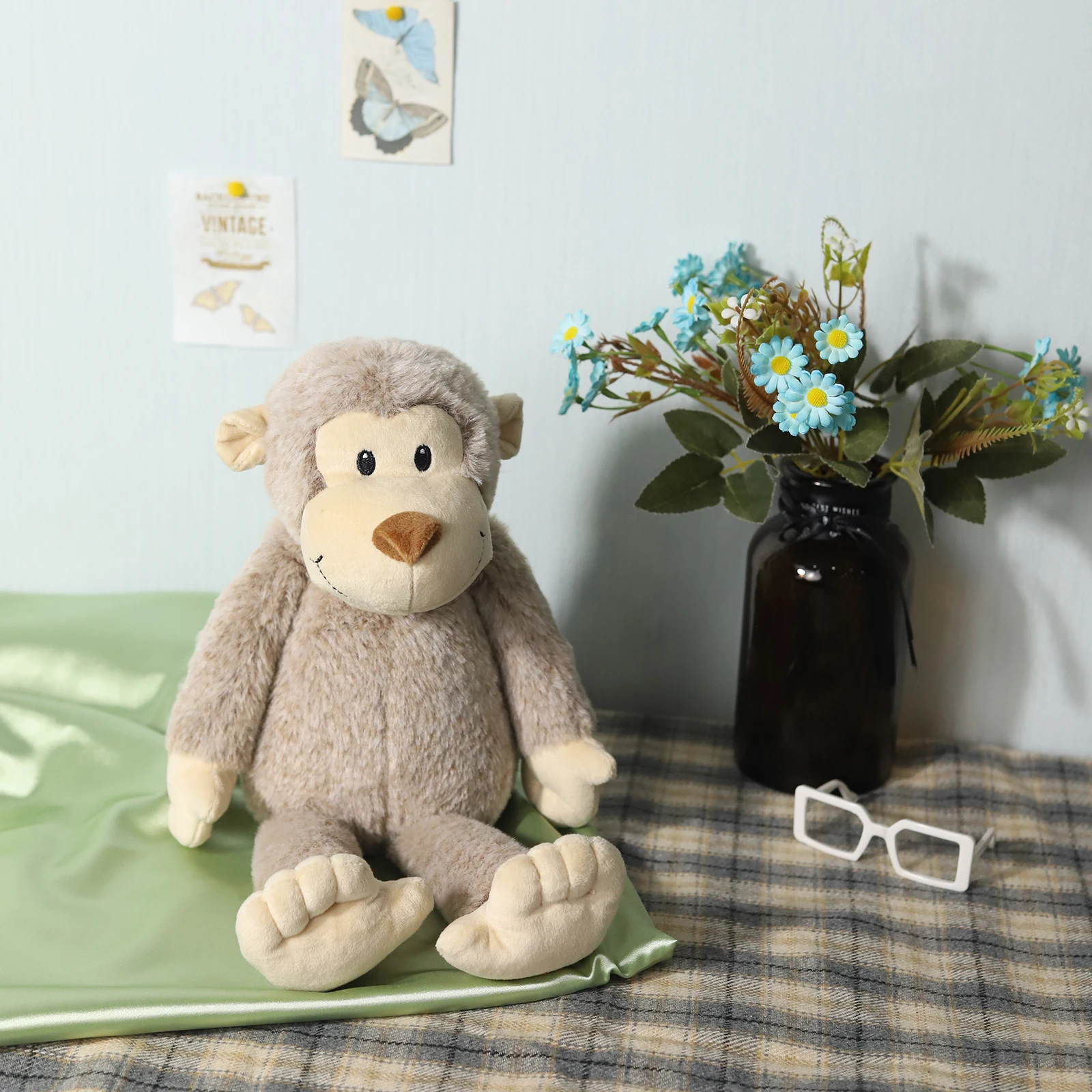 لعبة قرد باشفول القطيفة الكلاسيكية الناعمة المحشوة على شكل حيوان مريح دمية لطيفة على شكل قرد بني هدية للأطفال حديثي الولادة #3