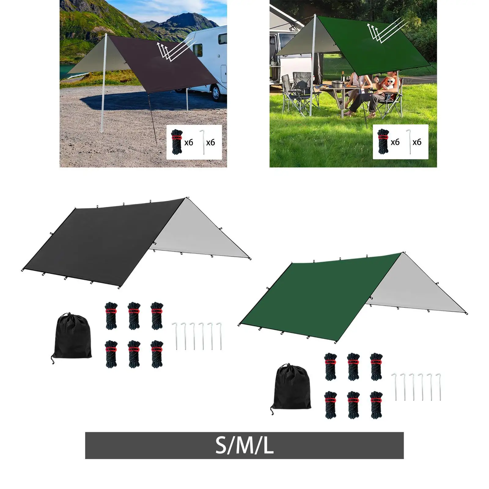 

Hammock Rain Fly Camping Gear Waterproof with Carry Bag Multifunctional Sun Canopy for Climbing Fishing Easily Install
