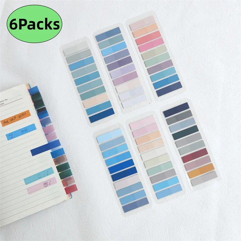 6 Packs 1200 Sheets Transparent Sticky Notes Self-Adhesive For Annotation Books Clear Notepads Memo Bookmarks Pad Tabs