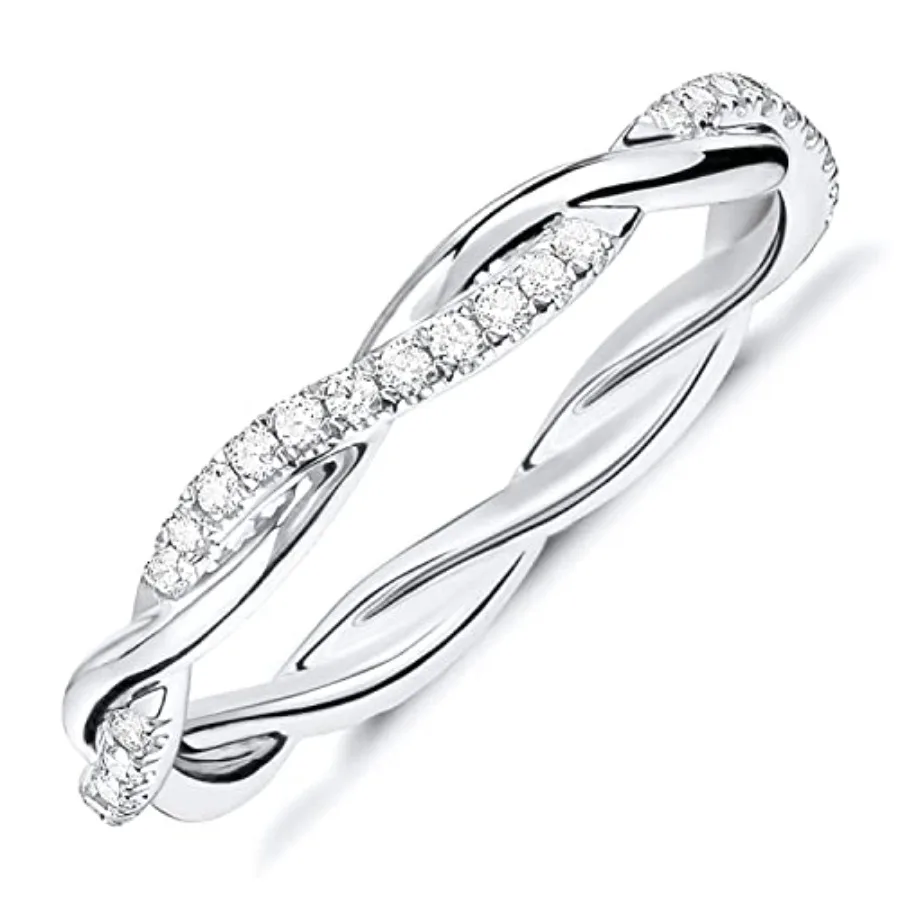 

Cubic Zirconia Twisted Rope Eternity Band for Women