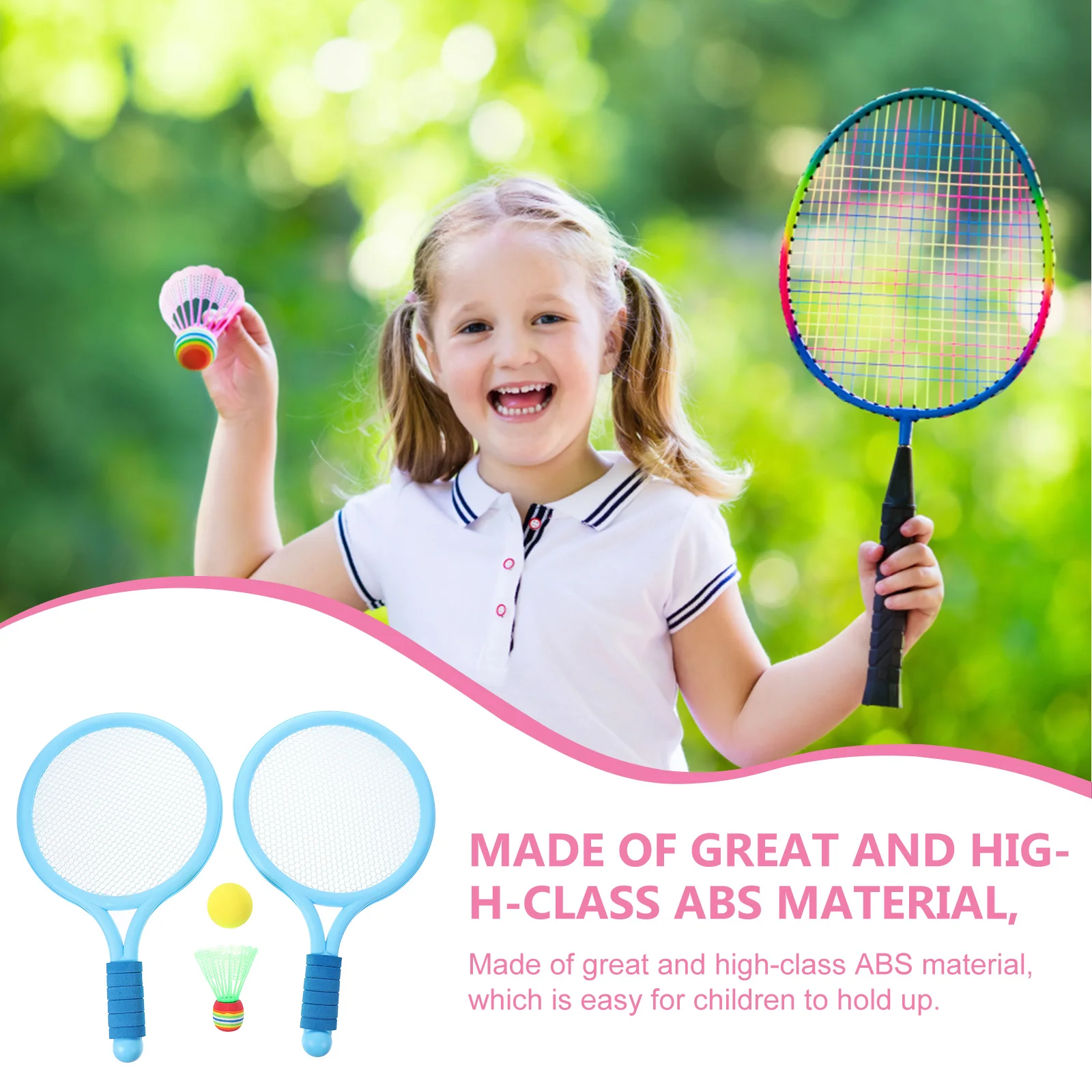 

2Pcs Tennis Racket Cartoon Style Durable Practical Kids Outdoor Sports Activity Enhance Parent-Child Relationships Fitness