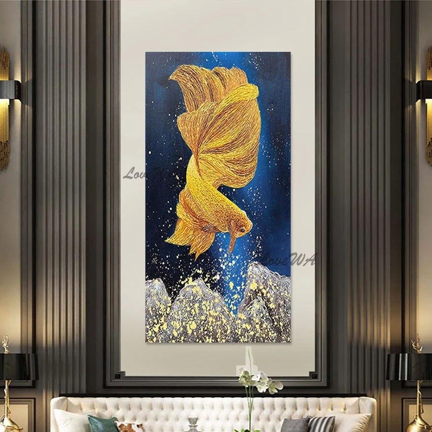 

Large Size Art Mural Canvas Painting Modern Golden Textured Design Abstract Poster Frameless Decoration Pictures Room Wall