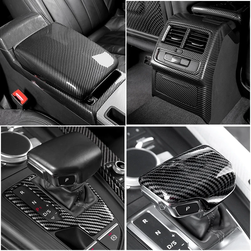 For Audi A4 A5 Car ABS Carbon Fiber Central Control Gear Panel Interior Modification, Gear Shift Decorative Frame Sticker