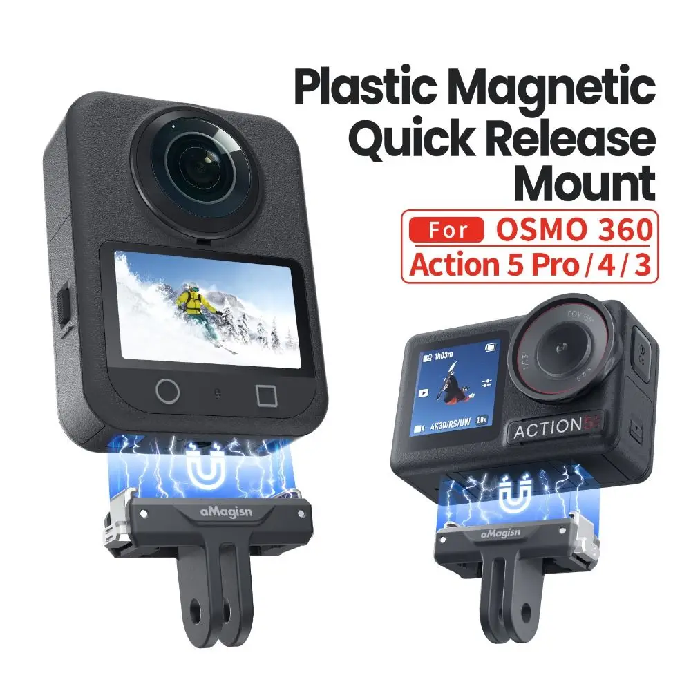

Quick Release Magnetic Mount Adapter 1/4 Screw Durable Mount Bracket ABS Lightweight for DJI Osmo 360/Action 5 Pro 3 4