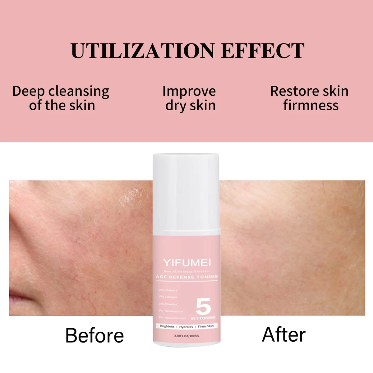 

100ml Niacinamide Face Moisturizing Wrinkle Remover Serum Anti Aging Whitening Fade Fine Lines Dark Spots Brightening Cosmetics