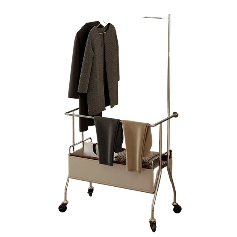 Mobile hanger, floor module stainless steel coat rack, small apartment bedroom storage vertical