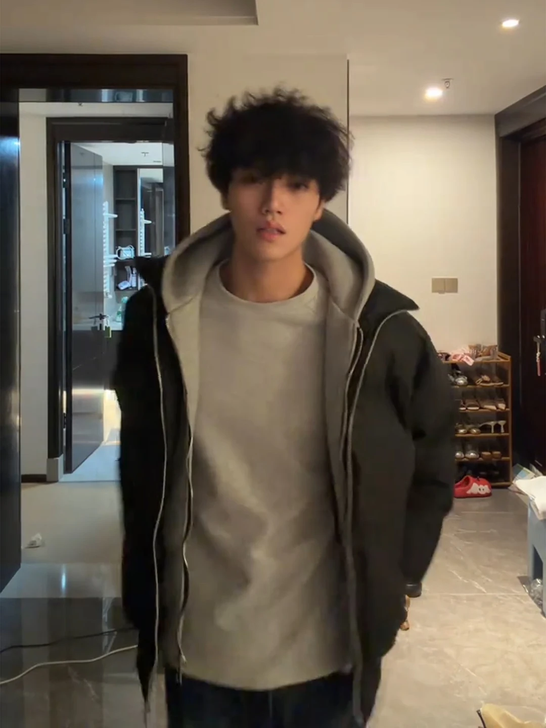 

Bla Hooded Thiened Winter Jaet Cotton Padded Men's Coat Warm Sli ort American Sle Cotton Clothes for Teens