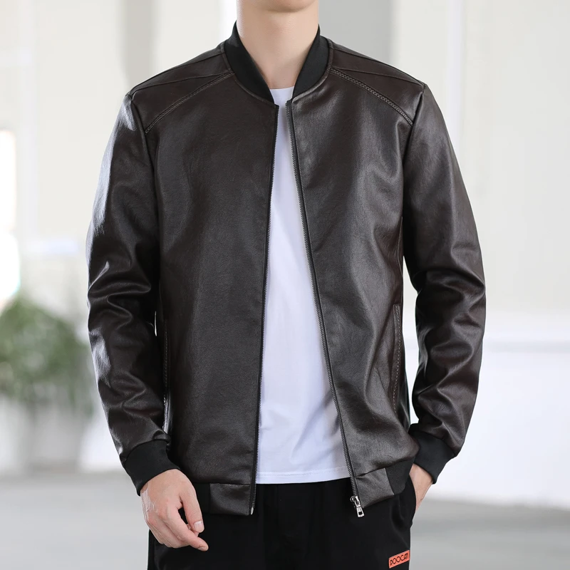 Men's PU Leather Jacket  Aviator  Silid Slim Fit Streetwear Windbreaker