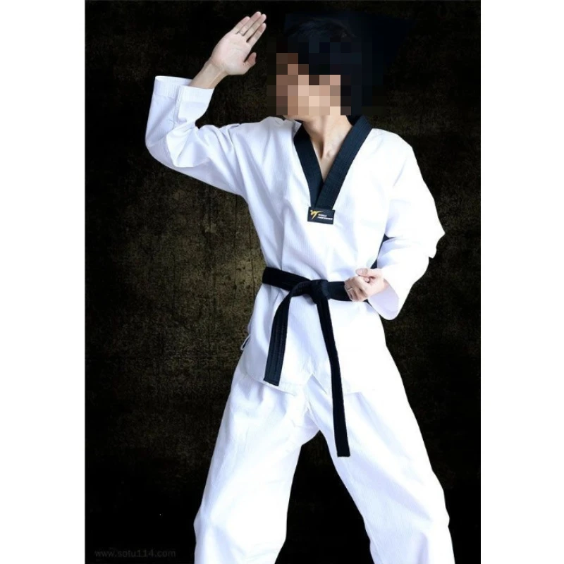 Adult Kids Men Women Black Taekwondo Uniform Cotton Tae Kwon Do Set Clothes Clothing Sets Belt Karate Suits