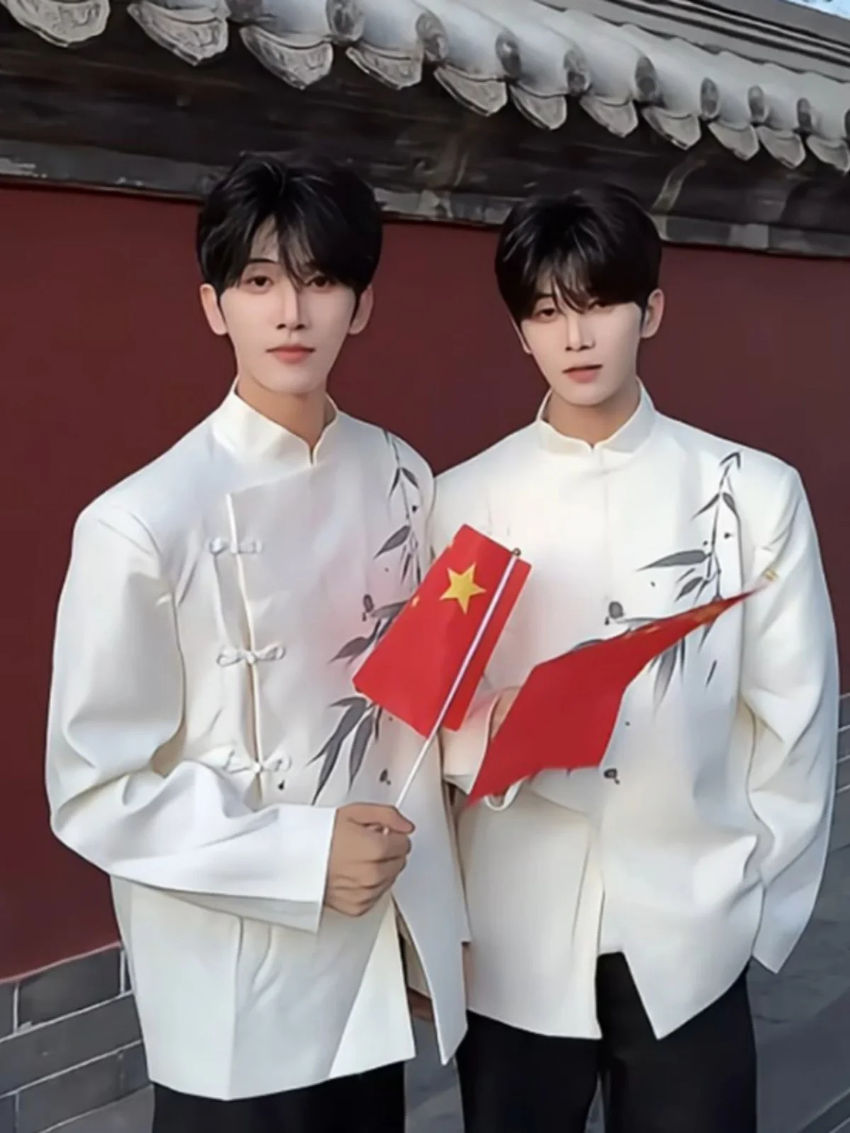 

Новый китайский мужской костюм с подплечниками, высококачественный пиджак Haome, осенняя одежда в западном стиле с воротником-стойкой, костюм Zhongan