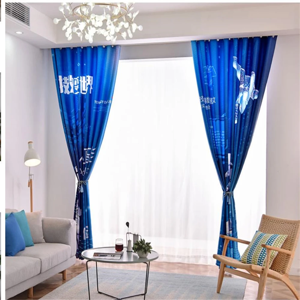 New Curtain Children's Room Boy Kid Room Blue Curtain Windshield Thermal blackout curtains