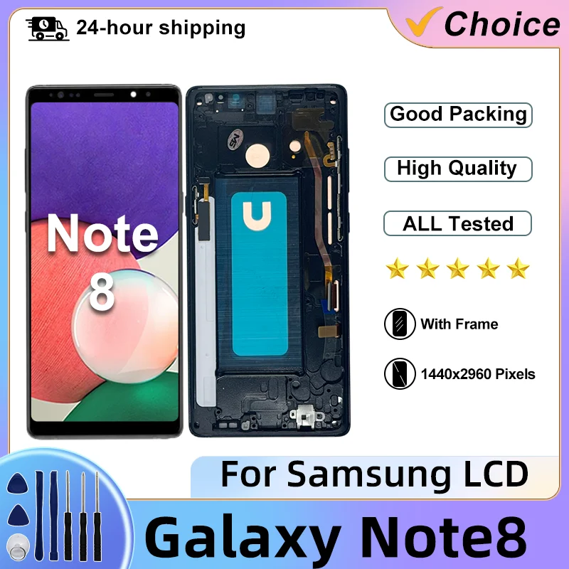 High Quality TFT For Samsung Galaxy Note 8 Display Touch Screen Digitizer For SM-N950F SM-N950U With Frame Replacement Parts