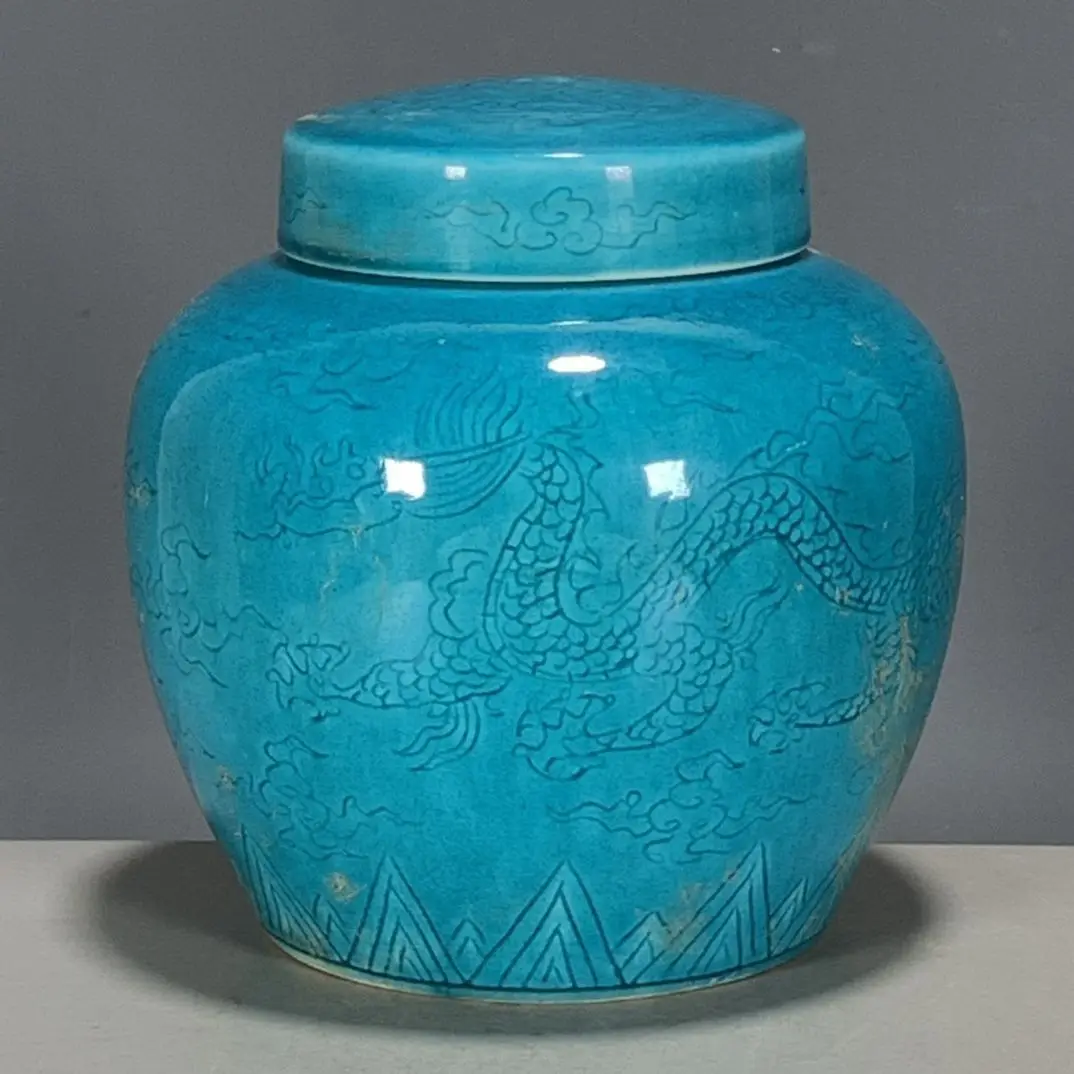 vintage-chinese-turquoise-green-glaze-tea-storage-jar-ming-style-incised-dragon-tian-character-porcelain-ornament