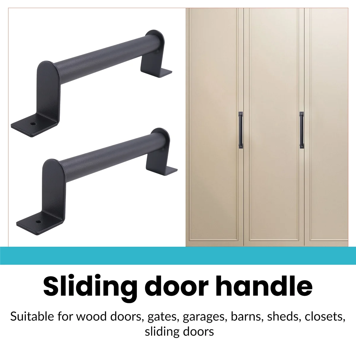 2Pcs Black Carbon Steel Sliding Barn Door Pull Handle for Sliding Barn Door Garden Gates Garages Hardware Kit XT