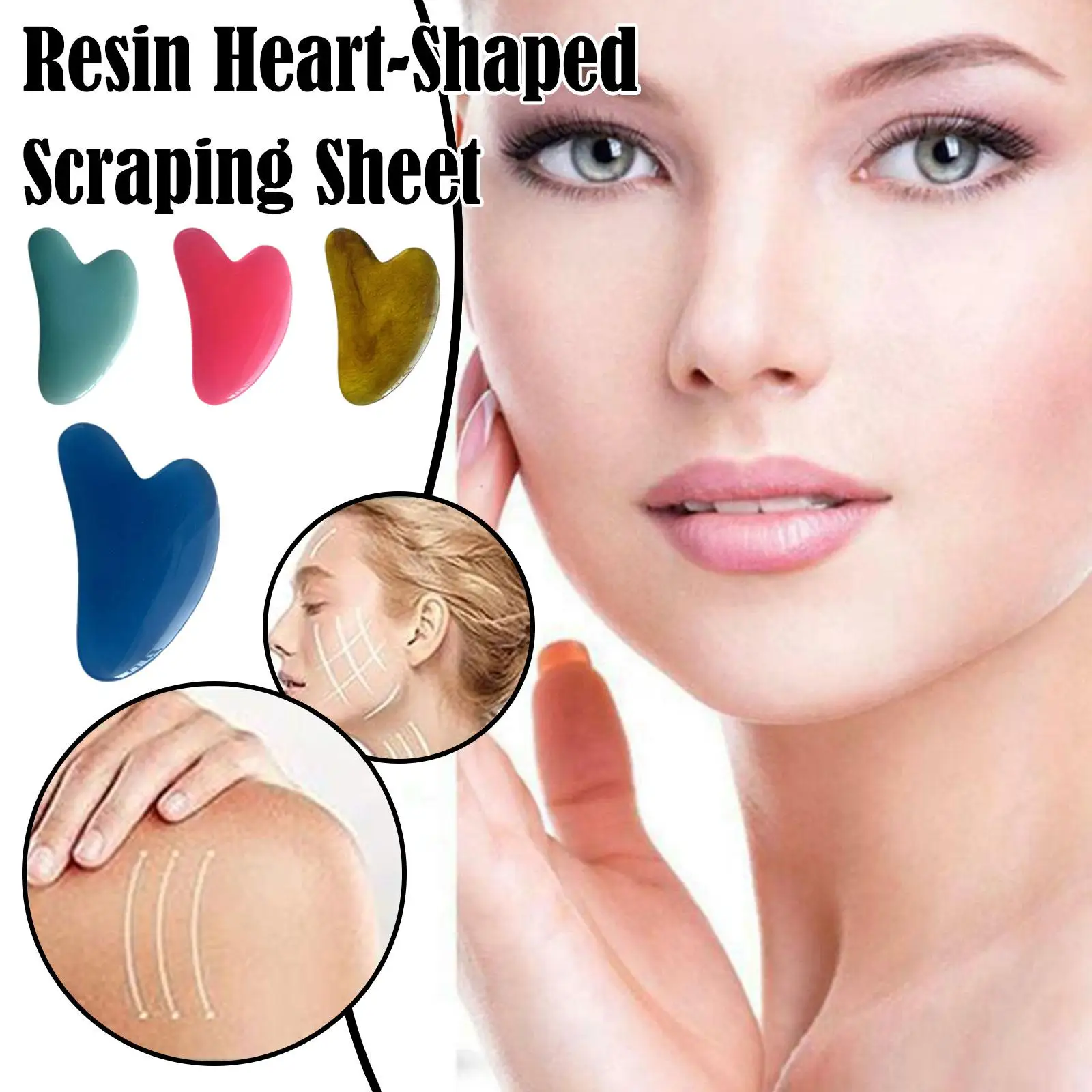 1pcs Resin Board Beeswax Heart-shape Scraping Face Massager Scraping Tools Beauty Salon Face Skin Sheet Care T4t0