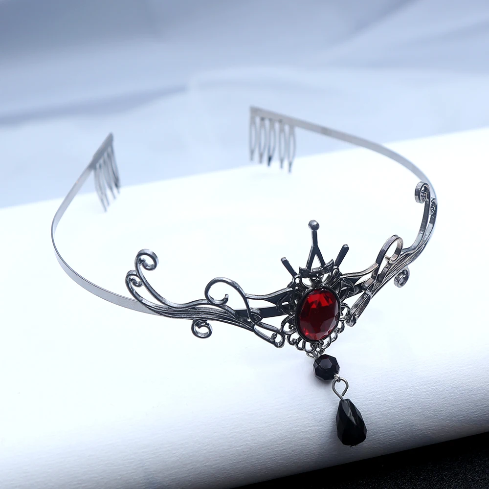 1 قطعة الأزياء القوطية مصاص دماء الشعر تاج بلورات معقد الظلام الخيال تصميم الكمال القوطي حفلات الزفاف تأثيري المناسبات الغامضة #6
