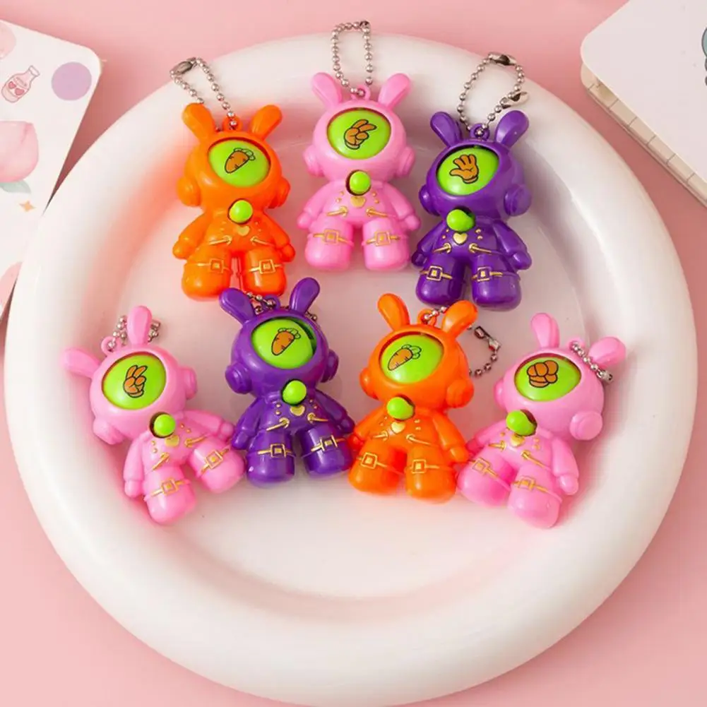 Finger-guessing Toy Set 30pcs Rabbit Astronaut Finger Toys Set Cartoon Keychain Party Favors with Bead Chain Rock Paper for Kids