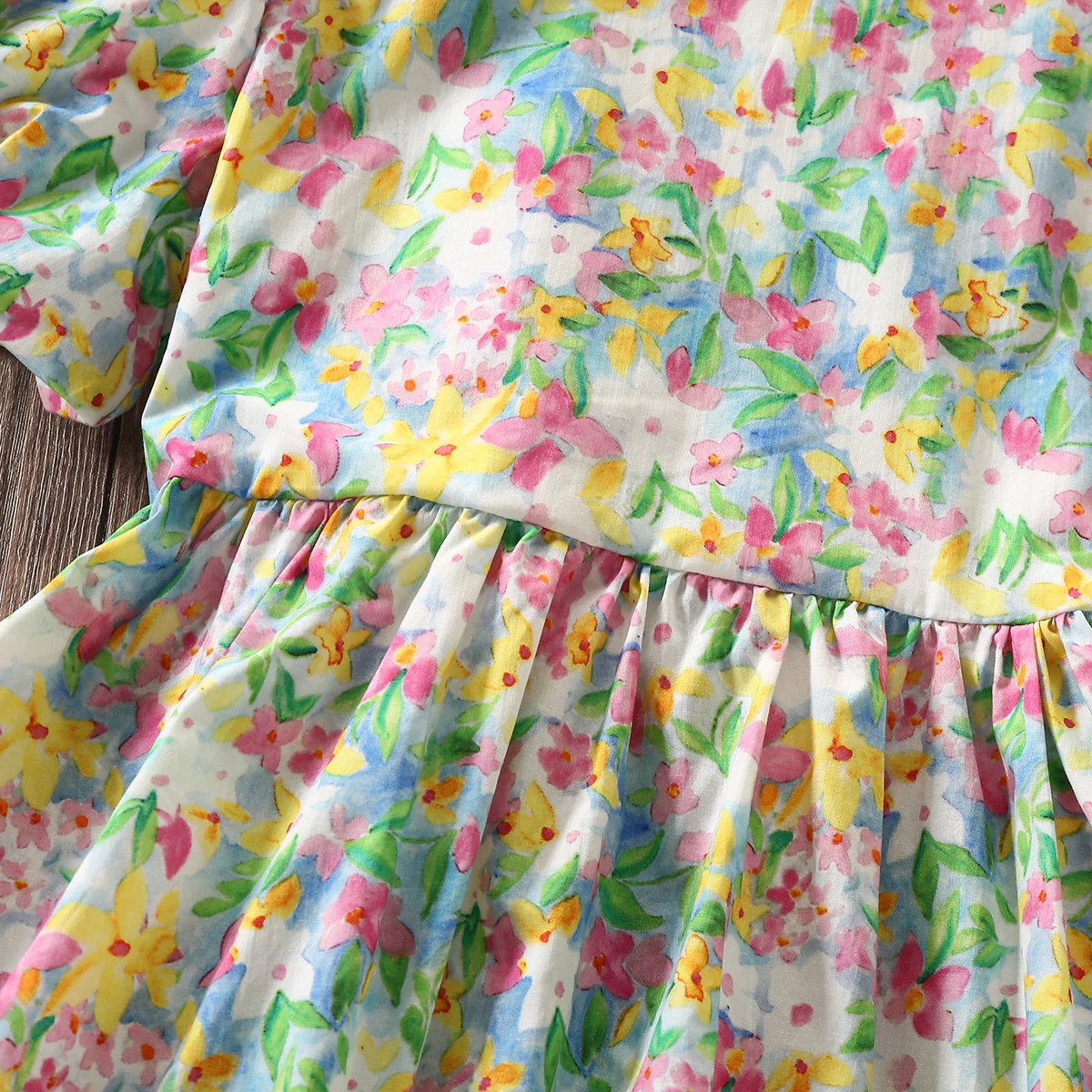 Summer Kids Floral Print Dresses for Girls Clothes Baby Party Outfits Teenagers Short Sleeve Children Costumes 4 6 8 9 12 Years