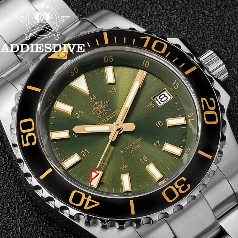 

Часы ADDIESDIVE для мужчин AD2504, водонепроницаемые на 200 м, BGW9, суперсветящиеся, с сапфировым стеклом, механизм 8215, автоматические механические часы