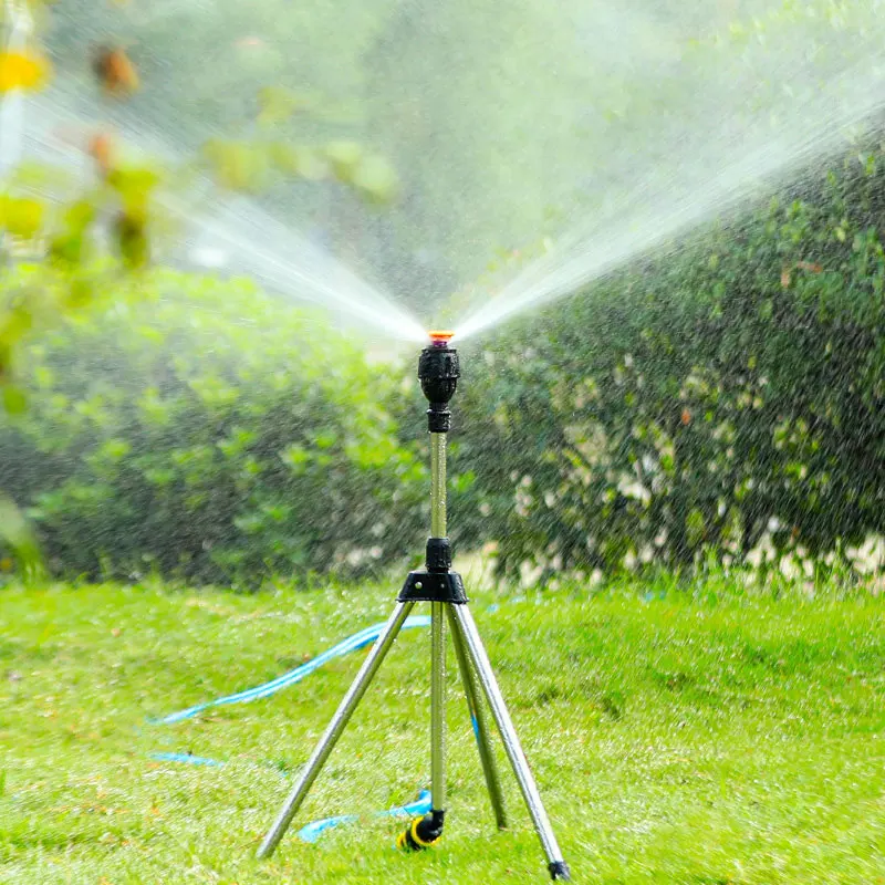 360 Automatic Rotating Sprinkler Head with Telescopic Tripod Rotary Irrigation Sprayer Outdoor Garden Lawn Watering Sprinkler