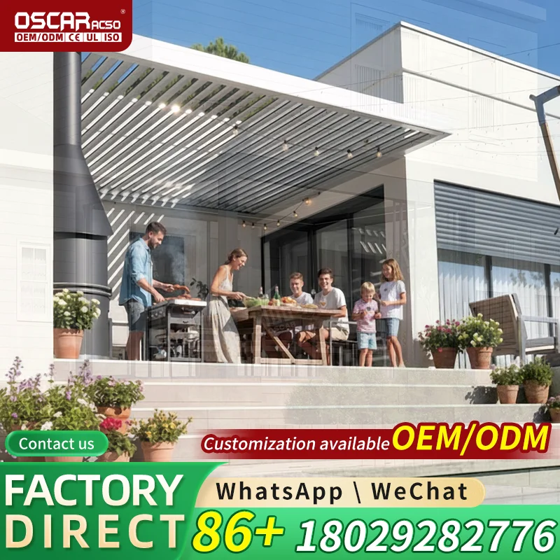 Slats Deck Canopy Louver Sun Panel Powder Coated Bioclimatic Louvered Aluminum Structure for Window China pergola