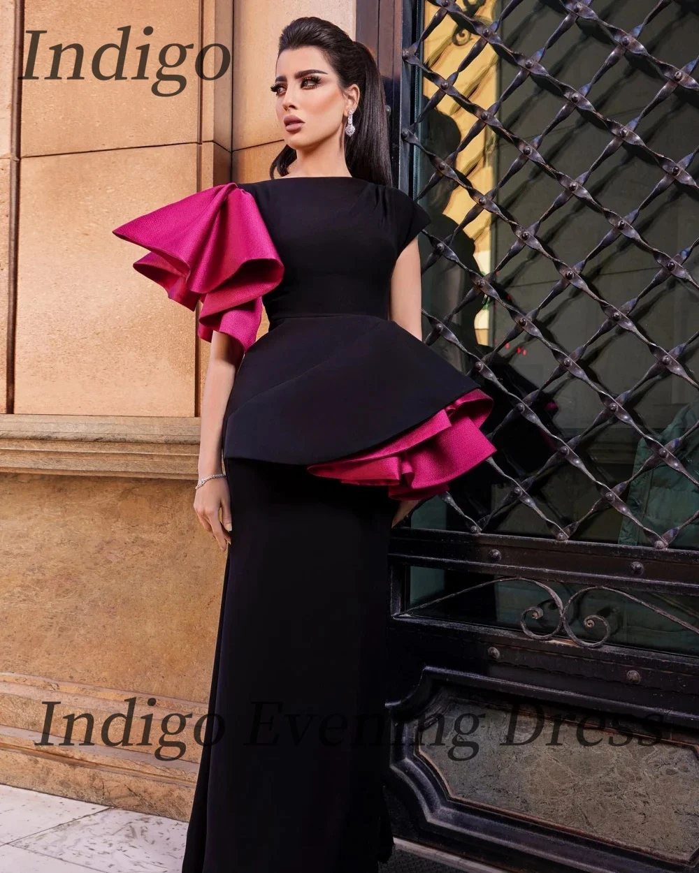 

Indigo New Fashion Prom Dresses Ruffles Floor-Length Mermaid Short Sleeves Women Formal Occasion Dress 2024 Saudi فساتين السهرة