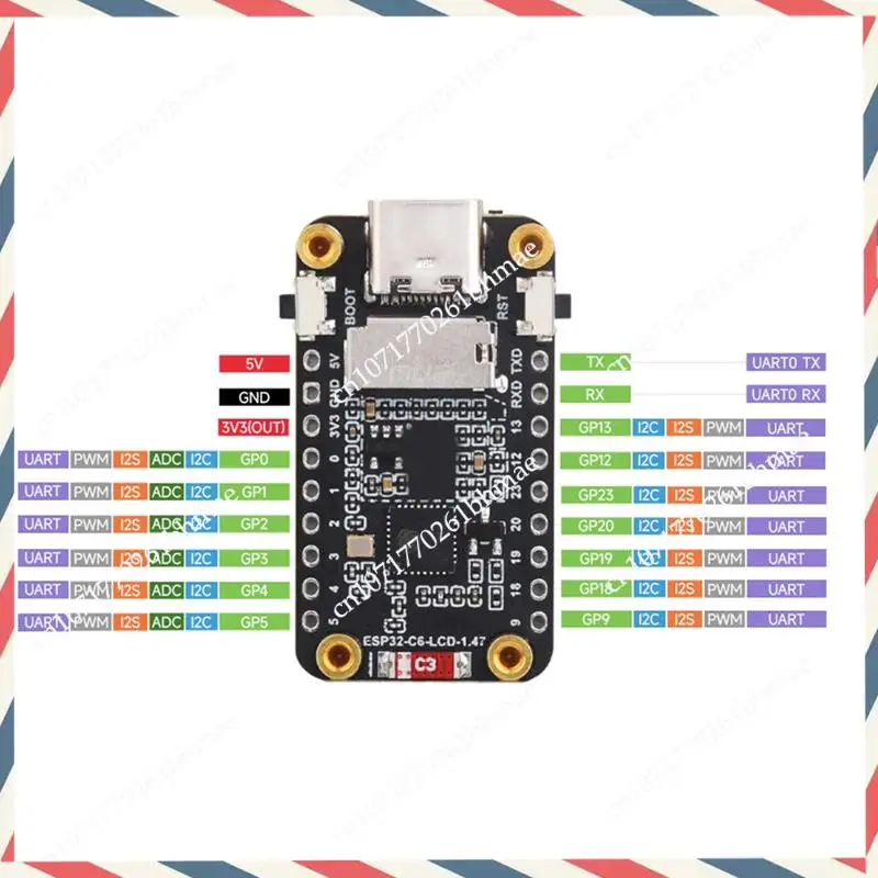 

-A21Z ESP32 C6 Макетная плата Встроенный 1,47-дюймовый дисплей Контроллер Iot цвета 262K поддерживает Wi-Fi 6 и Bluetooth