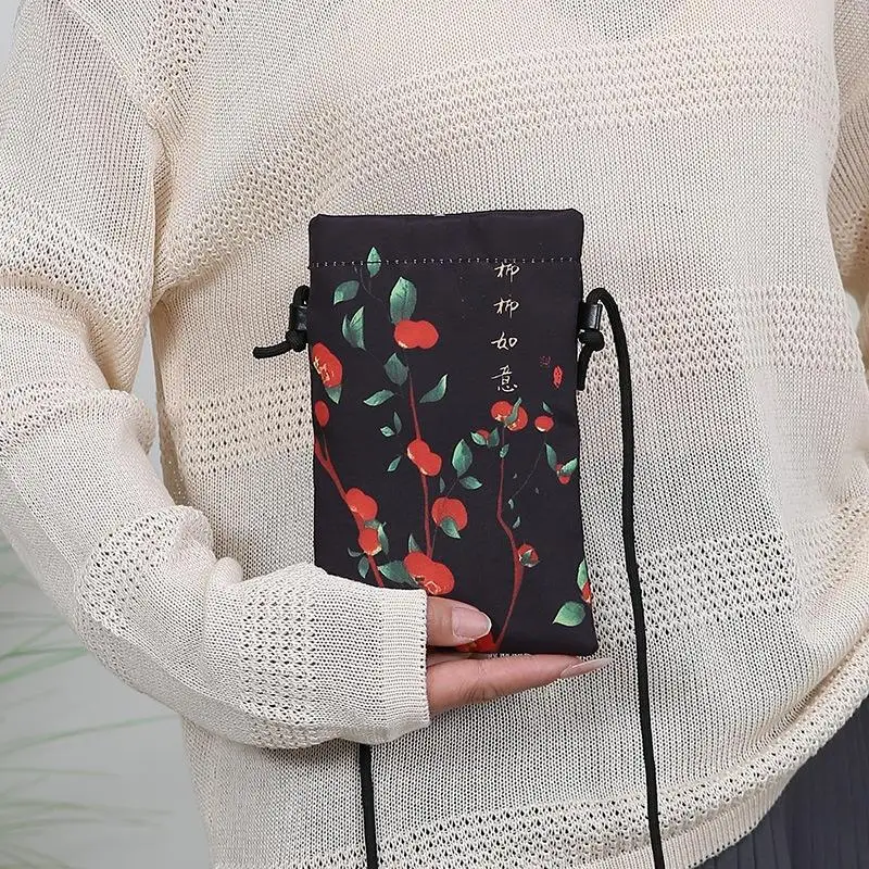 Fashion Jacquard Satin Phone Bag Flower Chinese Style Shoulder Bag Vintage Crossbody Bag For Women 1PC
