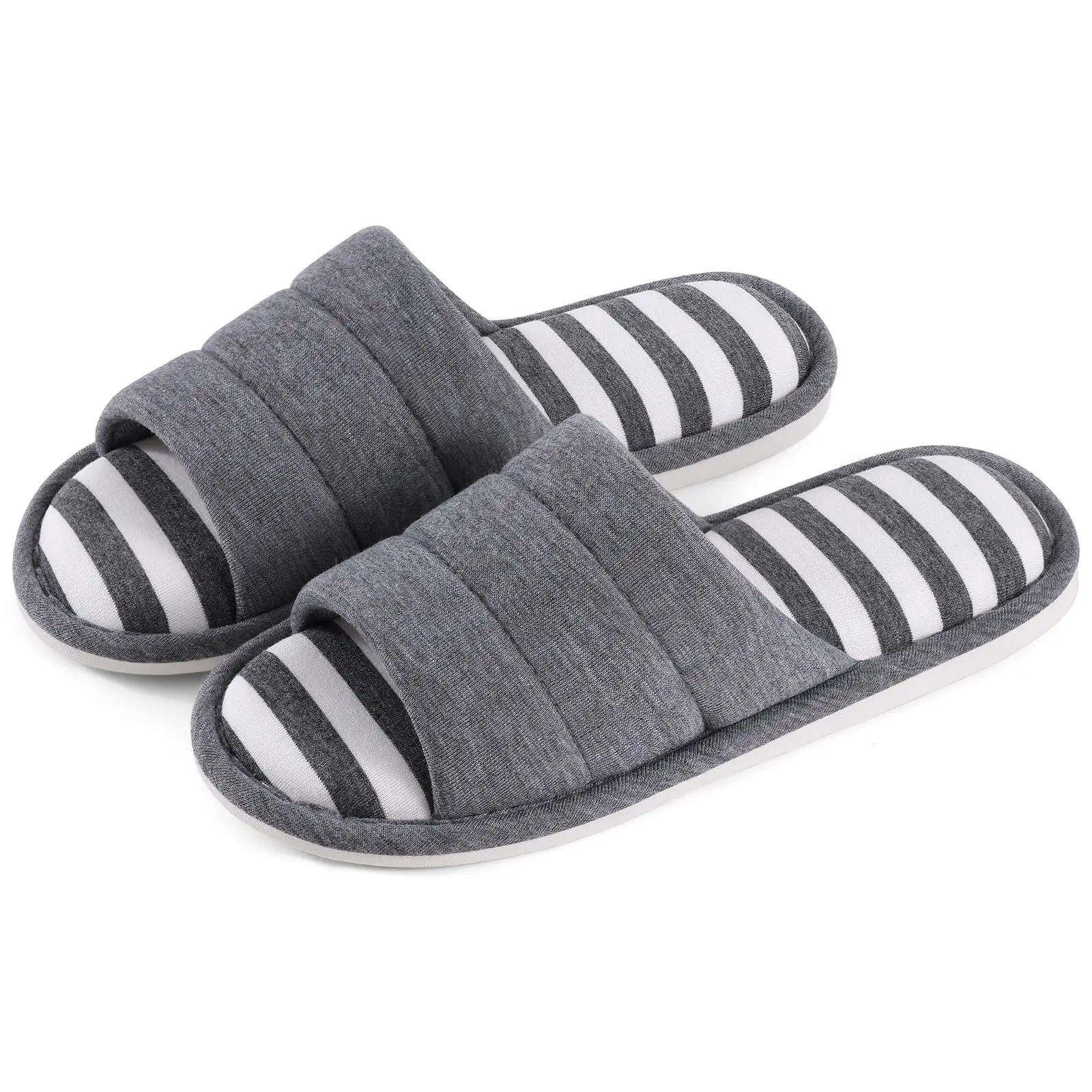 Comwarm Women Memory Foam Slippers Unisex Cotton Flat Slippers Open Toe House Slippers Breathable Soft Bottom Bedroom Shoes image 2