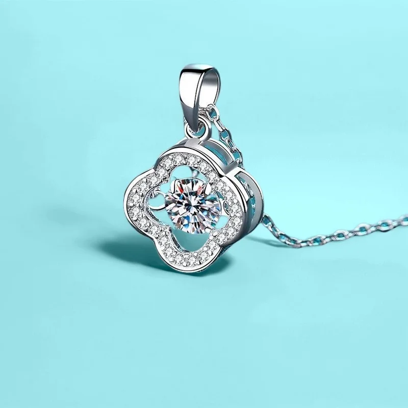 0.3CT 職人花中空ペンダント S925 シルバー モアッサナイト チェーン ネックレス ミニマリスト スタイル GBA 認定無料ギフト ボックス