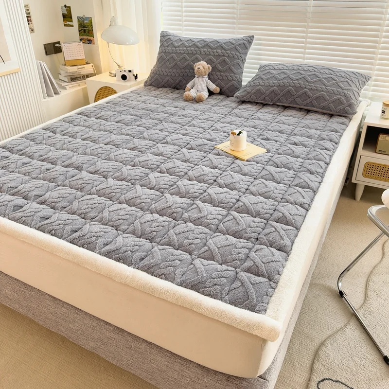 Winter Warm Velvet Mattress Toppers Thicken Bed Mattress Cover Bedspreads Quilted Tatami Floor Mat 80/100/140/160x200 Bed Sheet