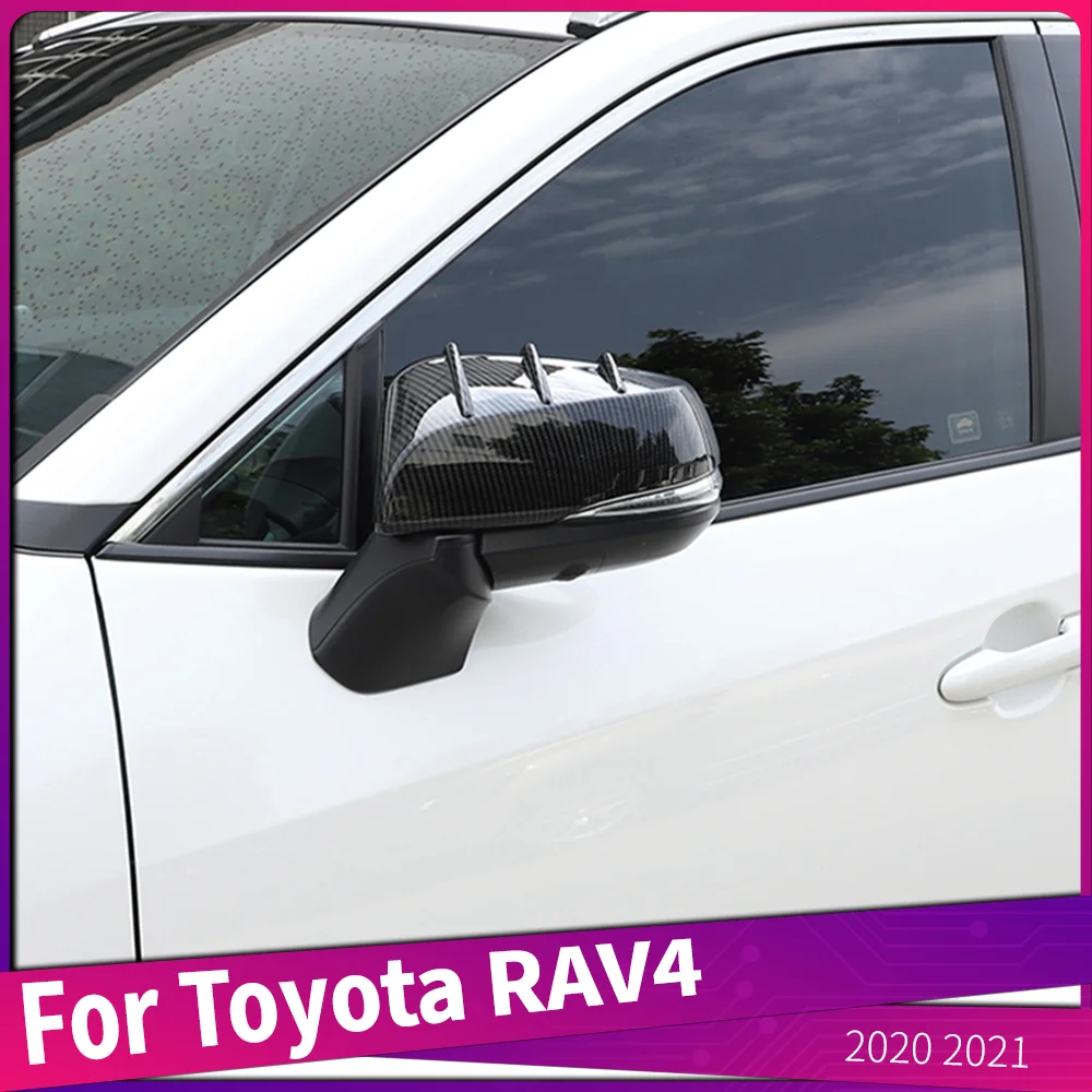 

2020 2021 For Toyota RAV4 ABS Carbon Fiber Rear View Mirror Trim Cover Frame Car Styling