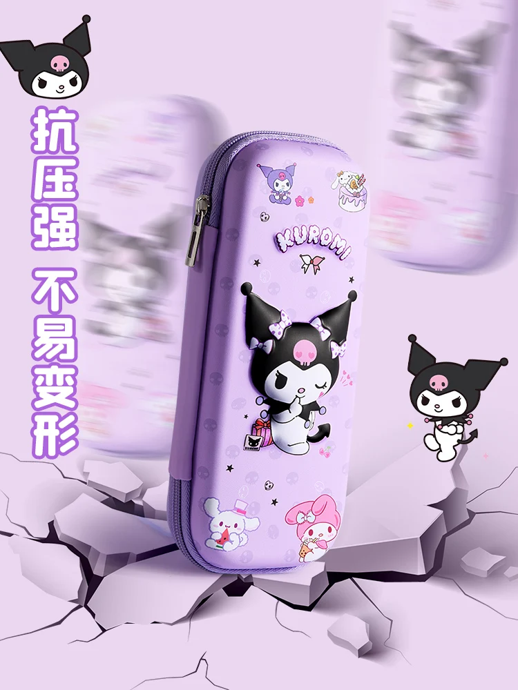 Sanrio série Kuromi lápis saco para meninas, sacos de papelaria dos desenhos animados, alto valor, novo, popular