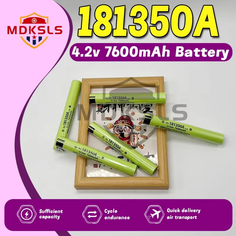 3.7V Latest battery with a large capacity of 181350A and a capacity of 7600mAh. Flashlight battery, rechargeable lithium battery