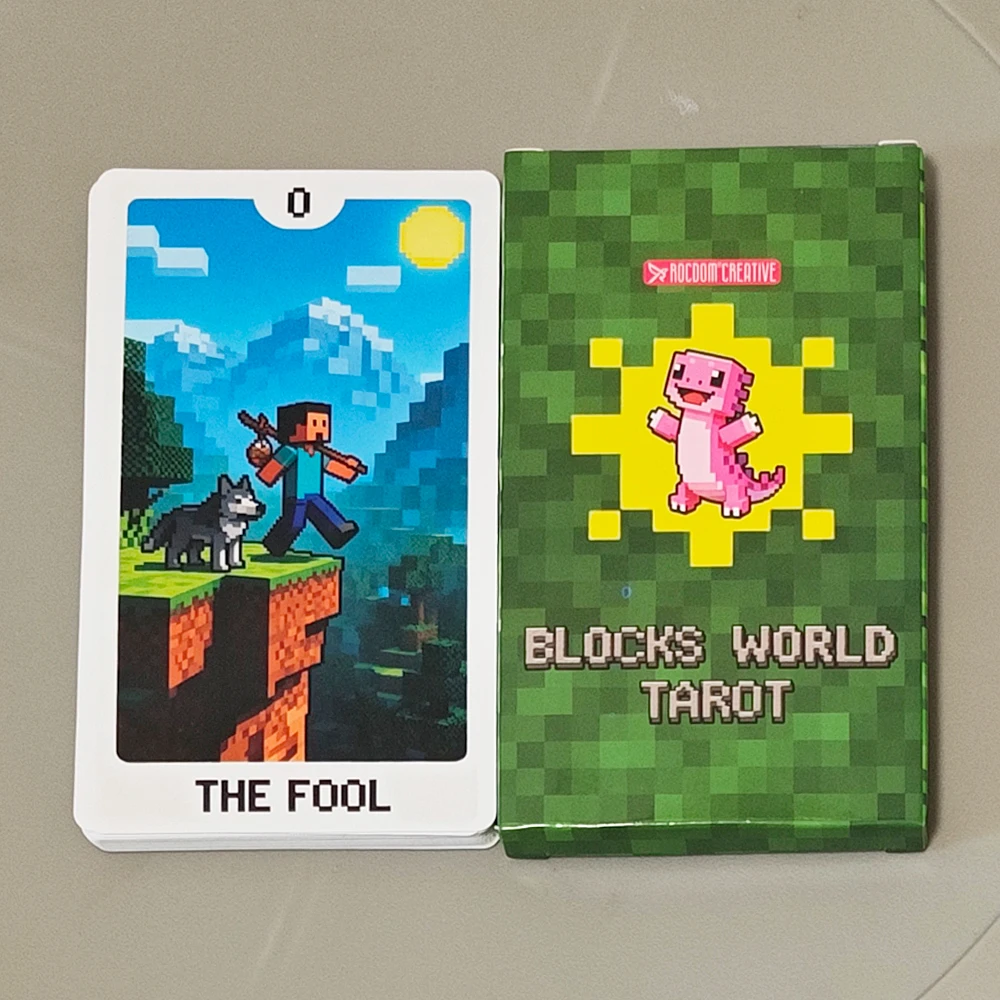 Blocks World Tarot - Pixel Art Tarot Deck 12*7cm for Gamers & Collectors, 22 Major Arcana Cards