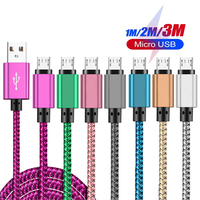 Nylon Braided Micro USB Cable Data Sync 2A Fast Charging 1M 2M 3M Charger Cable For Samsung Huawei HTC Android Phone USB Micro