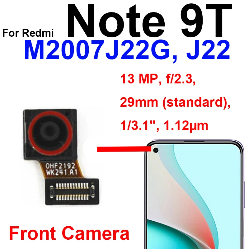 Front Rear Camera Model For Xiaomi Redmi Note 9T Rear Big Camera Front Facing Camera Repair Parts